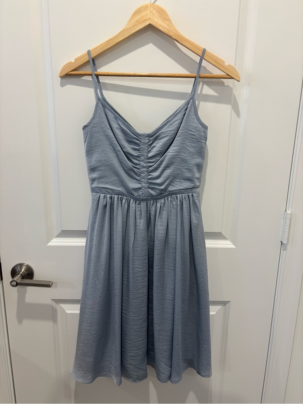 Banana Republic | Shirred Mini Dress Size 00 Blue Gray Wedding Event